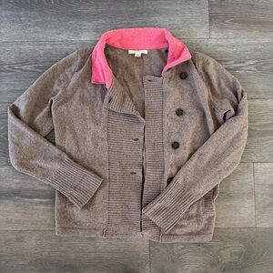 Brown banana republic wool-blend knit sweater in pea coat style